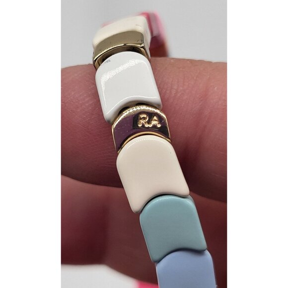 Roxanne Assoulin Enamel Tile Stretch Bracelet Multicolor Pink Blue - Picture 4 of 10